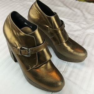 Rachel Comey metallic heeled bootie with buckle